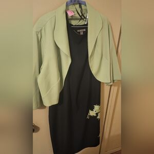 2pc Green And Black Dress Set Plus Size